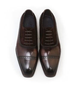 Alternative view of Cap Toe Oxford Dress Shoes – Black Leather & Suede