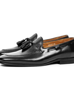 Tassel Loafers – Smooth Black Leather – Style 6712-01